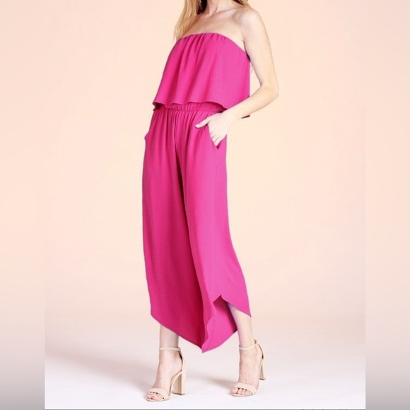 Tyche Pants - Like new!! Elegant Pink Strapless Jumpsuit